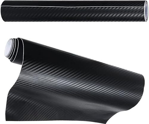 Anpro 6D Vinilo Fibra de Carbono Adhesiva, 300 X 30CM, Cubierta Adhesiva Negro para Coche, Pegatinas para Moto y Computadora