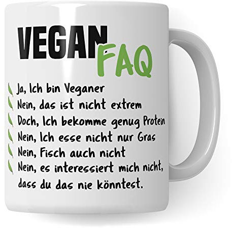 Pagma Druck Vegan Geschenk Tasse - Veganer Geschenkidee Becher - Kaffeetasse vegane Ernährung Fleischlos Motiv Kaffeebecher