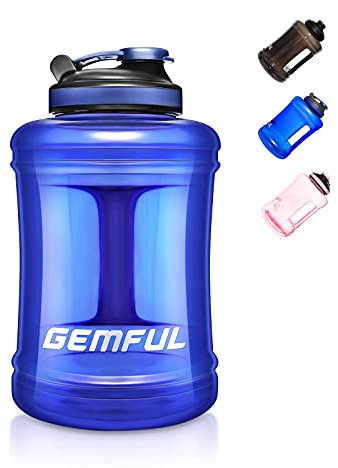 GEMFUL Botella de Agua Grande Deportiva sin BPA para Gimnasio al Aire Libre Camping 2.5 Litro (Azul)