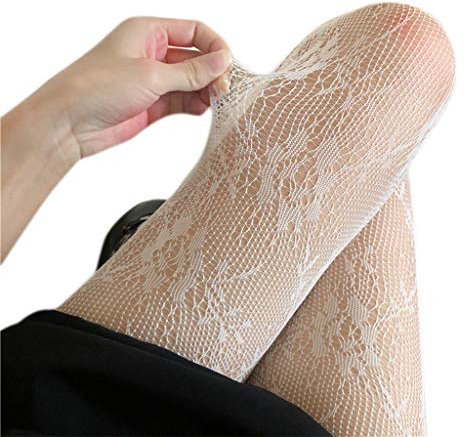 zrshygs Mujeres Lolita Hollow out Floral Lace Pantimedias Mallas Kawaii Medias Medias