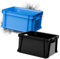 ARTECSIS 2er Set Kunststoffkiste Aufbewahrungsbox 29L Transport- und Lagerbox aus stabilem Kunststoff stapelbar, Anthrazit + Blau