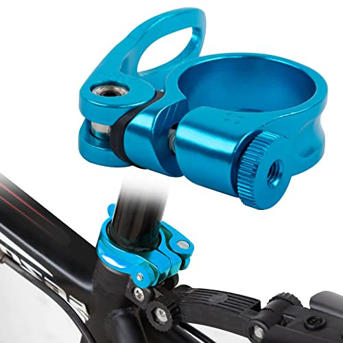 psler Bike Seat Post Clamp Bicycle Quick Release Seatpost for Mountain Tube Bike 28.6mm/31.8mm/34.9mm MTB Bike Road Bike Casual Bike Seatpost Clamp (Blue-31.8mm)