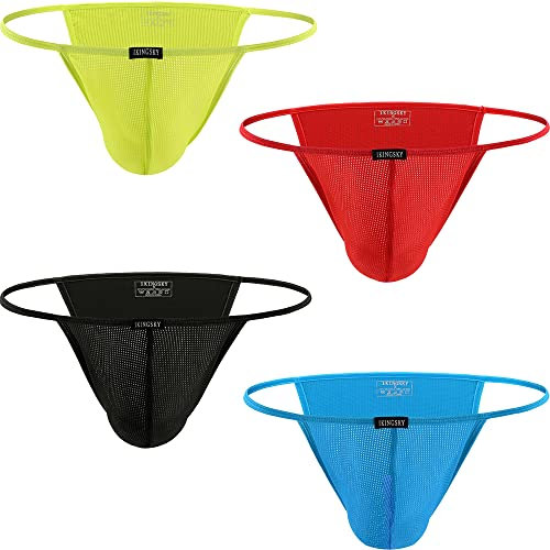 iKingsky Micro Slip Homme Taille Basse en Coupe Bikini sous-vêtements pour Homme (M, Pack de 4)
