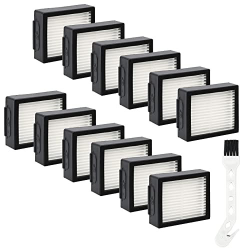APPLIANCEMATES - Filtro di ricambio per aspirapolvere iRobot Roomba E I & J Series i7 i7 Plus j7 E5 E7, 12 filtri HEPA + spazzola