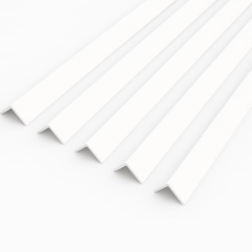 Homesmart White 1 Metre UPVC Plastic Rigid Angle Corner Trim 40 x 40mm, 90 Degree Right Angle Profile, Durable Weatherproof uPVC Moulding for Wall Edges, Corners, DIY, Bathroom & Kitchen, Pack of 5