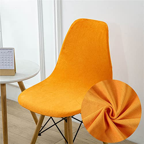 Chickwin Schalenstuhl Bezug, Verdicken Samt Einfarbig Stuhlhussen Stretch 6er 4er 2er Set, Waschbar Elegant Küche Stuhlbezug Elastischer Stuhlbezüge Für Hochzeit, Hotel Deko (2 Stück,Orange)