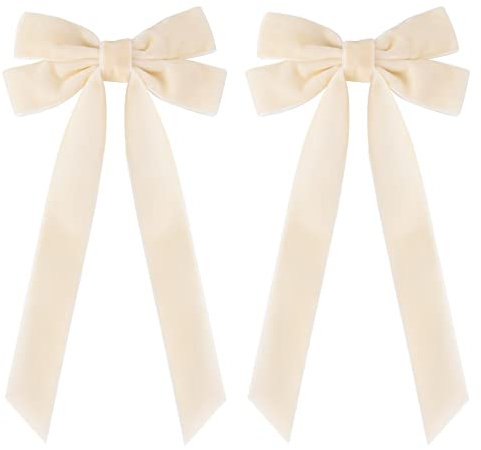Lot de 2 nœuds à cheveux en velours blanc pour cheveux, pinces crocodiles pour femmes, filles, tout-petits, enfants, bébés