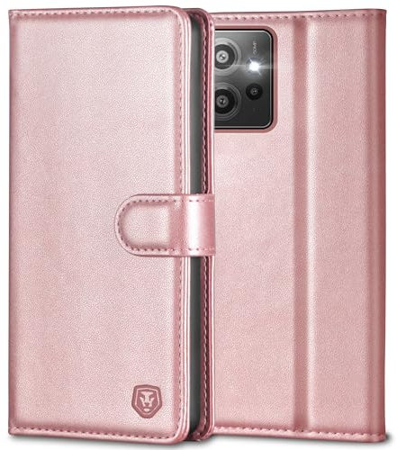 Kuafcase Handyhülle für Xiaomi Redmi Note 12 Hülle PU Leder Klapphülle Redmi Note 12 Brieftasche Kartenfach Ständer Magnet Handytasche Case Schutzhülle für Redmi Note 12/ Xiaomi Poco X5 - Roségold