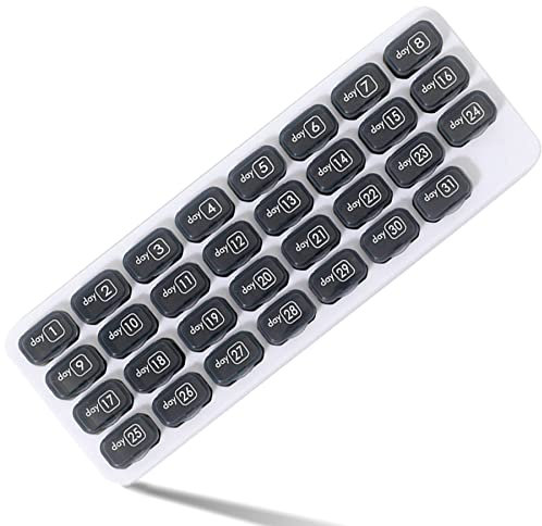 Feelairy Pillendose Pillenbox für 31 Tage, Tragbar Tablettenbox Monat mit Deckel für Unterwegs, Medikamentendose Vitamine Medizin Tablet Organizer Case Pillenbox für Tägliche und Reise Verwenden