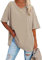 Ebifin Women's Oversized T Shirts Half Sleeve Plain V Neck T Shirt Basic Tees Loose Cotton Tunic Tops.Khaki.XL