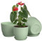 FIASON 20/23/25 cm Plant Pots, Plastic Plant Pots with Drainage Holes and Saucers, Flower Pots Suitable for Indoor and Outdoor Use(Green, Set of 3)