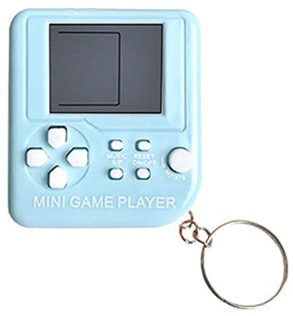Mini Classic Games Player Keyring Retro Games Console Games with 26 Games Handheld Game Console Portable Mini Retro Game Player Decompression Toys for Video Game Fans (Blue)