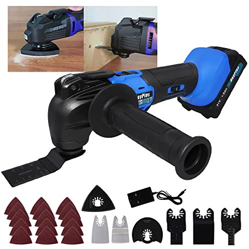 Cordless Oscillating Multi Tool Kit, 300W Electric Multifunction Power Tools, Brushless Motor, 6 Variable Speed, 1.5Ah Battery and Charger, Blades and Accessories 22-Piece Kit