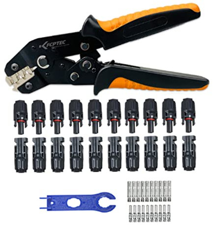 Kit pince à sertir solaire pour panneaux photovoltaïques Kit d'outils de sertissage pour câbles et câbles connecteurs photovoltaïques terminaux solaires mâles femelles + 20 connecteurs