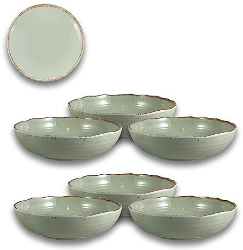 ARCA, Servizio di Piatti, Set di 6 Piatti Fondi, Realizzati in Melamina, Set per la Tavola, Colore Acqua Marina, Collezione Tierra, 20x4 cm