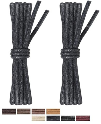 Puzeam 2 Pares Cordones Encerados Redondos Finos de Zapatos de Vestir, 3 mm Cordones Elegantes para Hombres y Mujer, Cordones para zapatos de ciudad, Business Cordones de Zapatos Azul Marino 80 cm