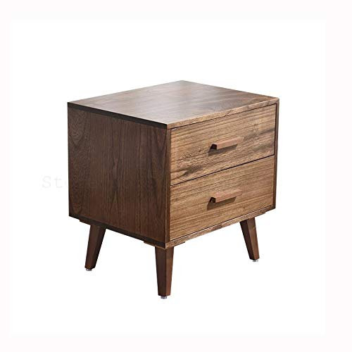 ZYMEN XFL Table de Chevet en Bois Massif Table de Chevet de Couleur Noyer, Table de Chevet à Double Tiroir de Chambre Simple Commemoration Day
