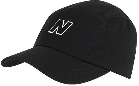 New Balance Hats Block N Cap aus Baumwolltwill 5 Paneelen, Schwarz, Schwarz , One size
