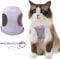 Anlitent Soft Mesh No Pull Cat Harness and Lead Set for Walking, Escape Proof Kitten Vest Harnesses for Small Animals Rabbit/Mouse/Cats, Cool Cat Collar XS, Light Purple