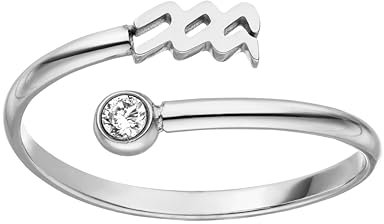 Purelei® Sternzeichen Ring Aquarius (Silber) – Wasserfester Damenring aus langlebigem Edelstahl – Verstellbare Ringe von Größe 50 bis 60 – Modeschmuck für deinen individuellen Look