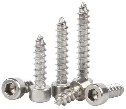 SYDARSYN Selbstschneidende Schrauben 304 Edelstahl Zylinderkopf Holzschrauben mit Innensechskant M4x8mm (60 Stück)