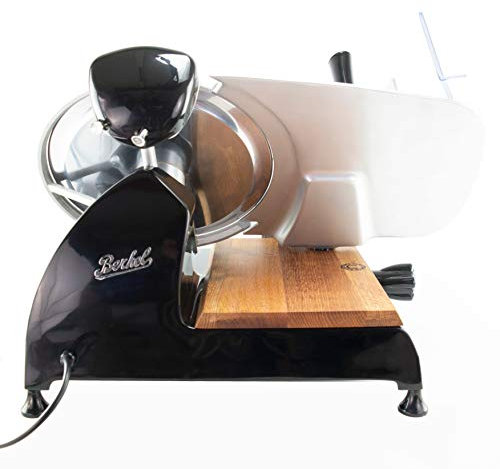 Berkel Red Line 300 - Affettatrice per la cucina, con ripiano in rovere fatto a mano, colore: Nero, RL300-B-FHB