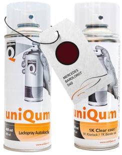uniQum Spraydose Autolack + Klarlack für MERCEDES BAROLOROT 540 Autolack Reparatur 2x 400 ml