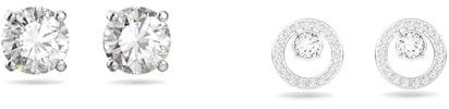 Swarovski Attract Ohrstecker, Rundschliff, Weiß, Rhodiniert & Creativity Ohrstecker, Rund, Weiss, Rhodiniert