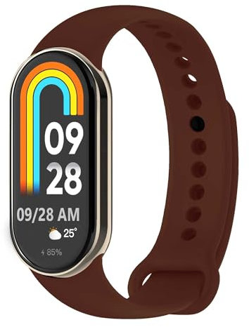 OcioDual Correa de Recambio Compatible con Xiaomi Mi Band 8, de color Borgoña, Pulsera de Repuesto de Silicona Suave Flexible Sport Goma Transpirable
