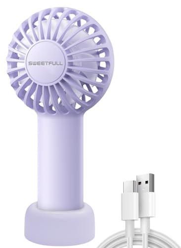 LULUWA Mini Ventilatore Portatile, Potente e Ricaricabile 3 Velocità Piccolo Ventilatore Personale per Trucco da Viaggio Ventaglio per Ciglia per Bambini Ragazze e Donne (Viola)