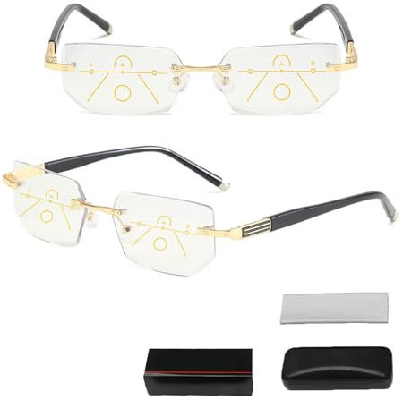 MJMLUCK Libiyi Intelligente Zoom Lesebrille, Libiyi Intelligente Gleitsichtbrille, Libiyi Dual-Focus Smart Glasses Gleitsichtbrille Damen und Herren Zoom Brille mit Brille Box (Gold 350)