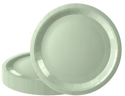 16 Pièces Assiettes Jetables Vert Sauge Assiettes Dessert Carton,Assiette Jetable 18cm Vaisselle Jetable Vert Sauge Carton,Assiette Jetable pour Camping,Pique-niques,Fêtes,Barbecues,Anniversaire Fille