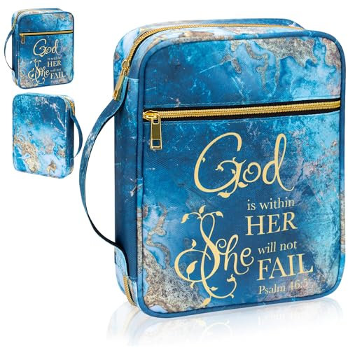 GUEER Custodia per bibbia da uomo, porta bibbia, borsa organizer per il trasporto, con cerniera e tasche per Bibbia di dimensioni standard, regalo per uomini e ragazzi (dorato)