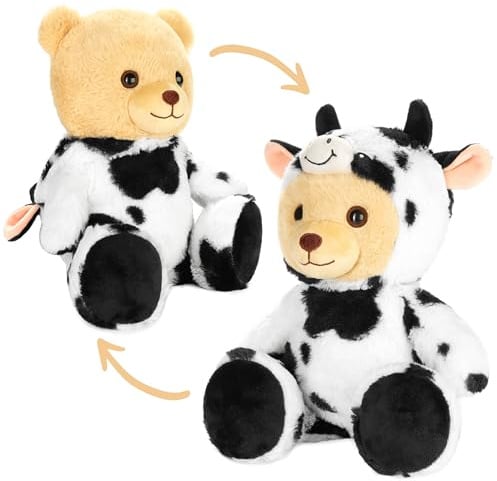 BRUBIES Teddy Kuh - 25 cm Teddybär im Kuhkostüm mit Kapuze - Plüschtier für kuschelige Abenteuer - Kuscheltier Geschenk für Kinder