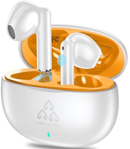 Bluetooth Kopfhörer,Kopfhörer Kabellos Bluetooth 5.3 In Ear Kopfhörer mit Noise Cancelling,Adaptive Geräuschunterdrückung,Kabellose Kopfhörer 40Std ENC Noise Cancelling Earbuds Tiefer Bass,Weiß