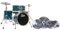 Fame Jungle Drum-Set, Komplettset, 16 Ahorn BassDrum, Reflex Becken, CBS4000 Ständer, TTBL Practice Pad, Türkis Chrom Hardware, inkl. Tomhalter, Zubehör