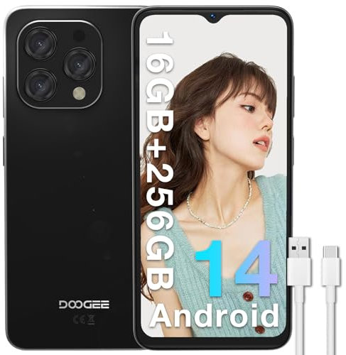 DOOGEE N55 Pro Telephone Portable Android 14, 16GB(6+10) RAM+256GB ROM/TF 1TB, Octa Core Batterie 5150mAh, Caméra 13MP+8MP, 6.56'' HD+90 Hz, Smartphone Pas Cher, Face ID/4G OTG/Dual Nano SIM