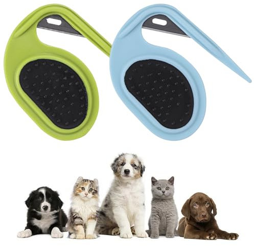 Lot de 2 couteaux à démêler pour chat et chien - Couteau de toilettage pour animaux de compagnie à poils longs - Peigne à nœuds pour chats et chiens animaux domestiques - Brosse à poils longs