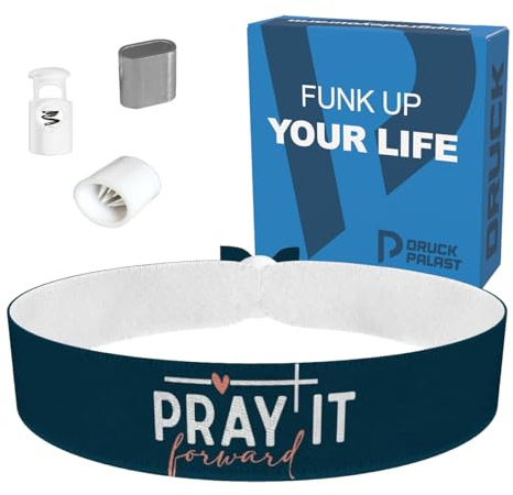 Pray it forward Stoffarmband - Wasserfestes & Langlebiges Glaubensarmband - Handgemachtes Armband für positive Gedanken - Religiöse Geschenksidee & Freundschaftsarmband - Unisex Armband