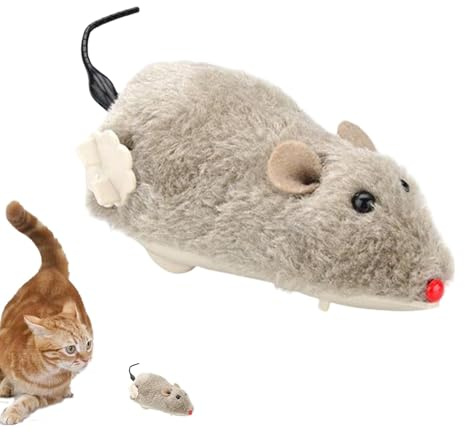 Uhngw Ratón de Peluche de Cuerda, de ratón a Cuerda, de Caza de ratón de Peluche para Gato - Carreras realistas, diversión de Caza, Juego Interactivo para Gatitos, Entretenimiento para