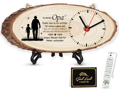 VICTERR Opa Geschenk Geburtstag, Wanduhr Holz für Opa, Opa Geschenk Weihnachten, Bester Opa Geschenk Personalisiert, Vatertagsgeschenke für Opa, Geschenke für Opa von Enkel Enkelin