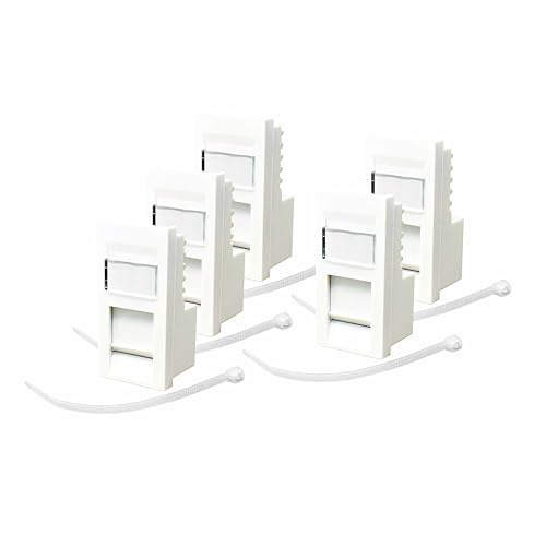 Evoges RJ45 Cat6 Outlet Module UTP 25mm x 50mm 1Gbps High Speed Ethernet Networking for Office, Data Centers, and Homes (Pack of 5, White)