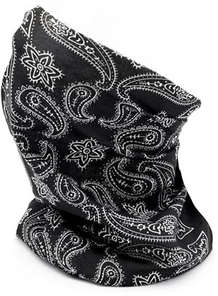 MAPIMANIA -Schlauchschal Herren Damen paisley schwarz, Multifunktionstuch Sommer, Motorrad Halstuch, UV Schutz, Bandana, Stirnband, Kopftuch