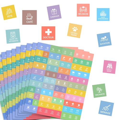 COLOFALLA 900 Stücke Kalender Sticker auf Französisch - Hochwertiges Papier - Für Kalender, Familienplaner & Notizbuch