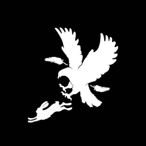 JIFENLI Autoaufkleber 17,2 cm * 18 cm Mode Raubtier Vogel Feder Adler Hase Kaninchen Jagd Vinyl Auto Aufkleber Aufkleber Grafik
