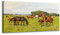 MHARTK66 Vorstädtische Wiesenlandschaft Leinwand Bilder, 50x100 cm Groß Wandbilder Wohnzimmer Pferde Bild Aesthetic, Modern Tier Wanddeko Kunstdruck Schlafzimmer Badezimmer Büro Esszimmer Küche