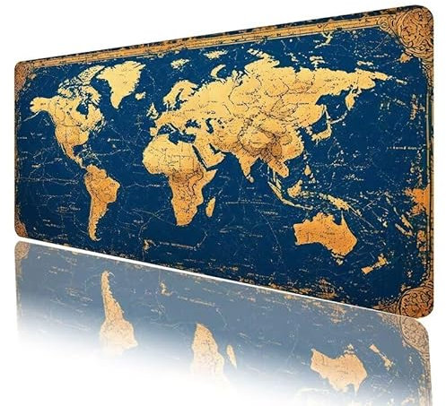 Mouse Mat Retro Mouse Pad Topographic Map Desk Mat Large 1200 x 600 x 5 mm XXL Gaming Mouse Pad Stitched Edges, Mousepad Non Slip Base, Extra Large Washable Keyboard Mat for Desk Office Decor H-840