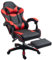 Home Treats Gaming Chair Fabric with Footrest, Black & Red - Computer Chair with Massage Added Lumbar Support, Height Adjustable Gaming Chair with 364° Rotating Seat (Black & Red)