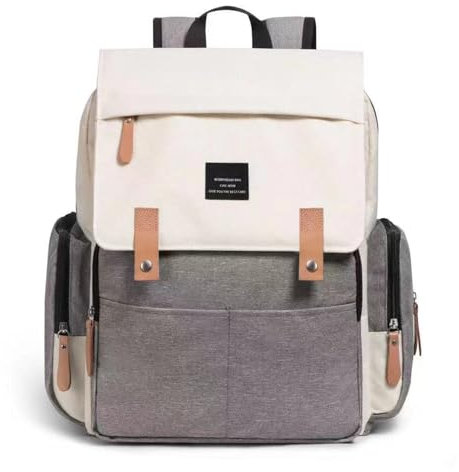 Ybberik Wickeltasche, Rucksack, Reisesack mit Kinderwagengurten, große Kapazität, wasserdicht, Baby-Wickeltasche mit isolierten Taschen, Beige, Large, Tagesrucksäcke