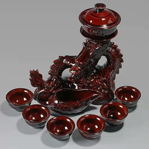 UHJKLA Kung Fu Tee-Set Drachen Teeservice Chinesisches Teeservice Teekanne und Teetasse aus Bone China Reise-Teeservice